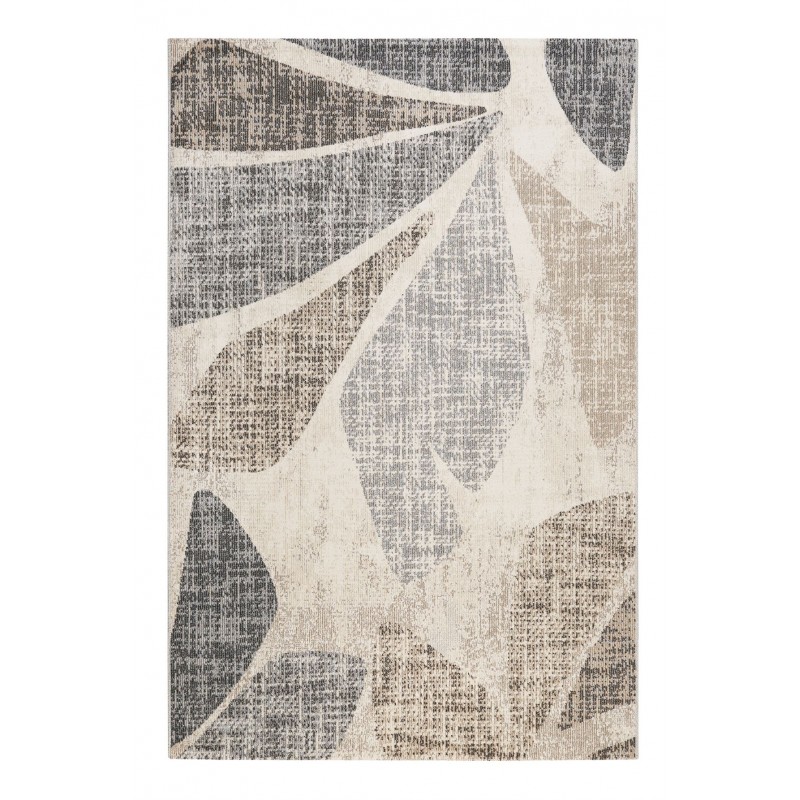 Tapis motifs feuilles beige gris et taupe Leaf