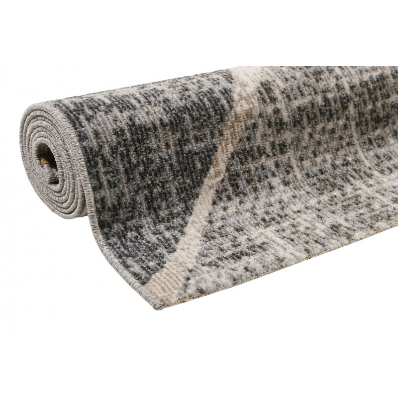 Tapis de salle à manger facile d'entretien Leaf gris et taupe