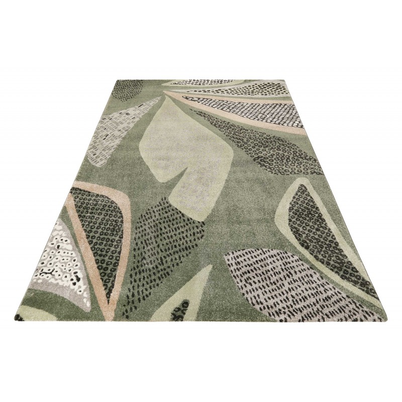 Tapis de salon rectangulaire vert kaki Hazel