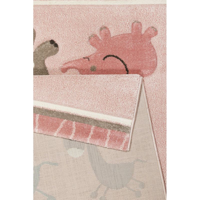 Tapis animaux chambre enfant rose Lucky zoo 2.0