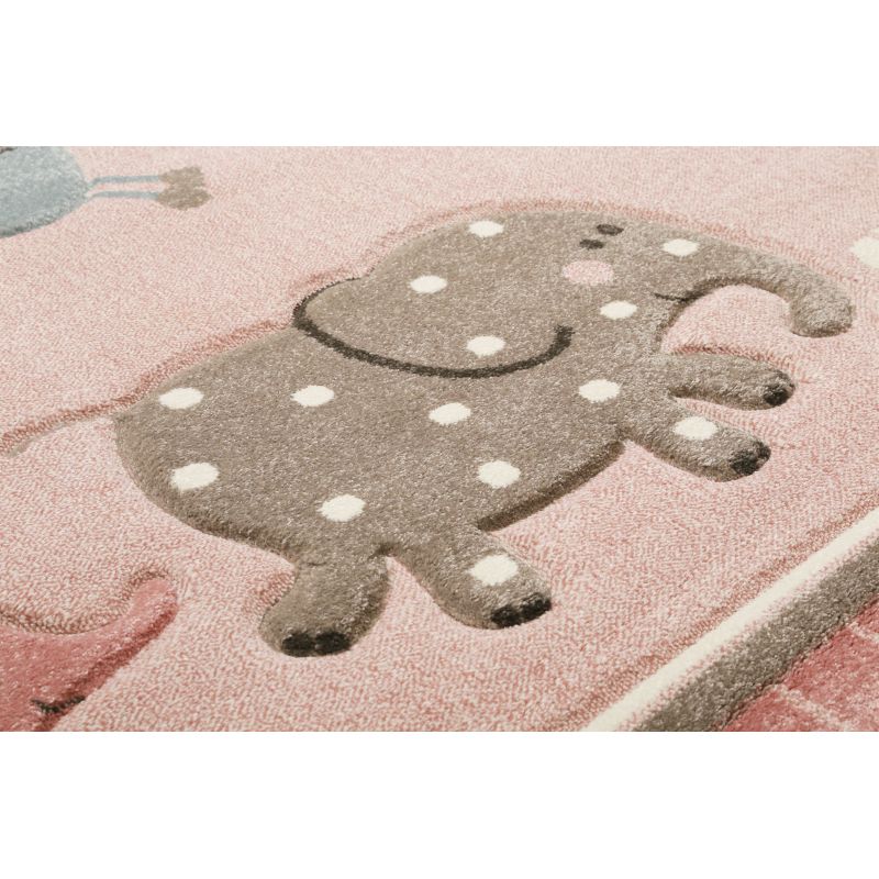 Tapis animaux chambre enfant rose Lucky zoo 2.0