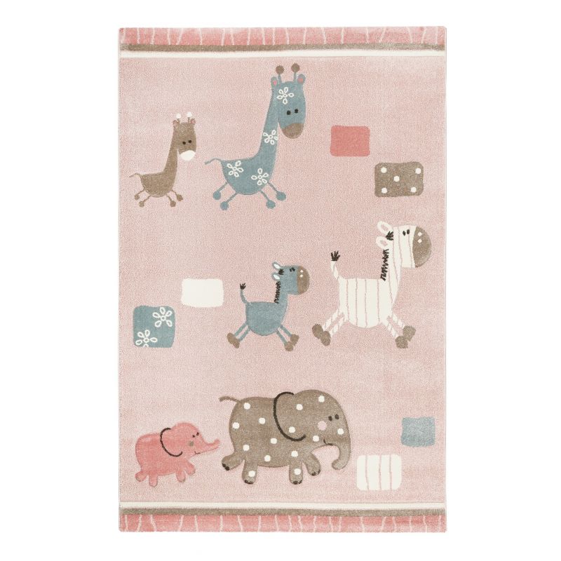 Tapis animaux chambre enfant rose Lucky zoo 2.0