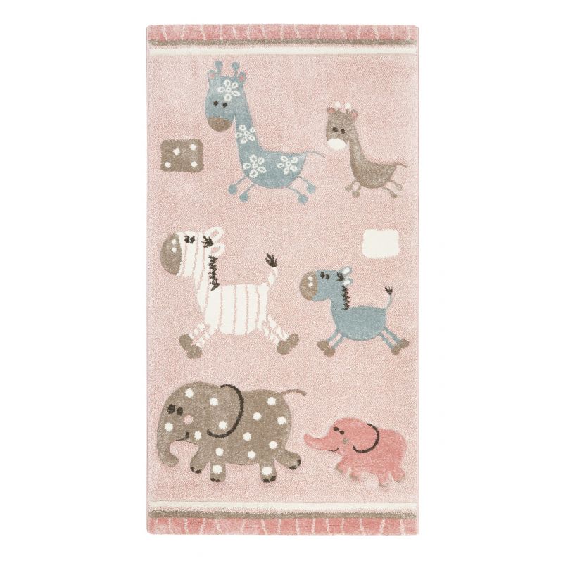 Tapis animaux chambre enfant rose Lucky zoo 2.0