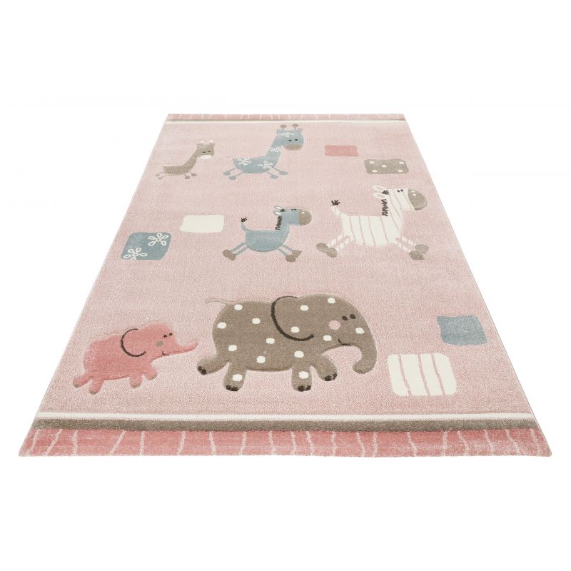 Tapis animaux chambre enfant rose Lucky zoo 2.0