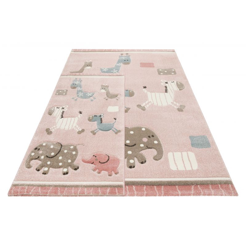 Tapis animaux chambre enfant rose Lucky zoo 2.0