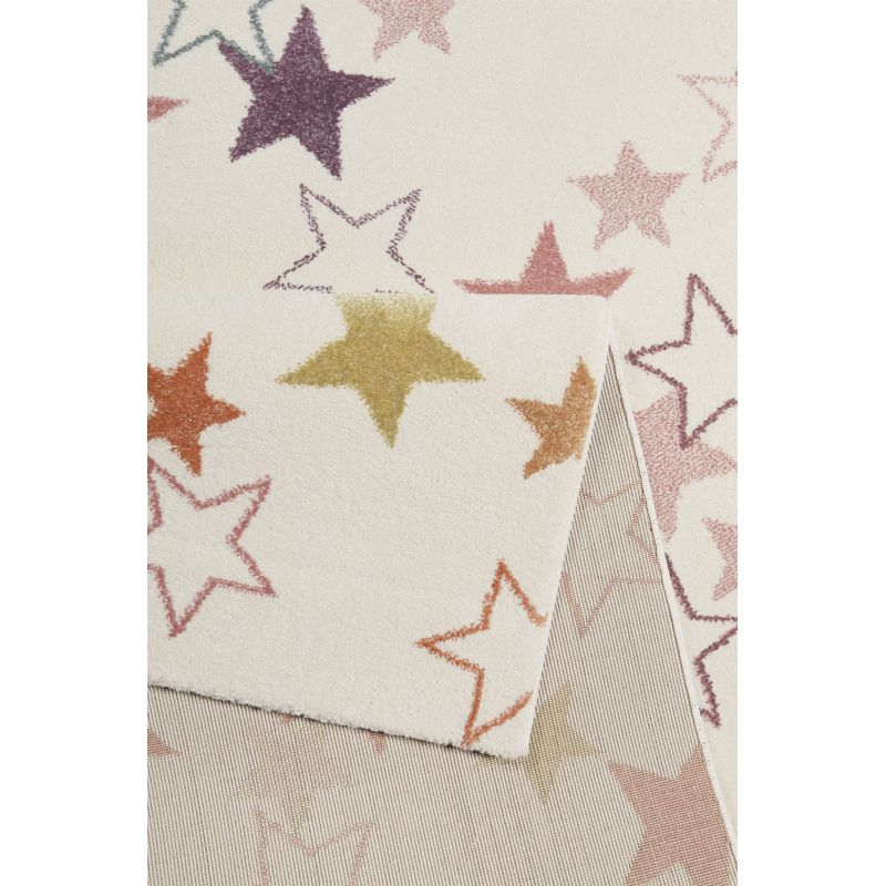 Tapis chambre enfant etoile Esterya beige et rose