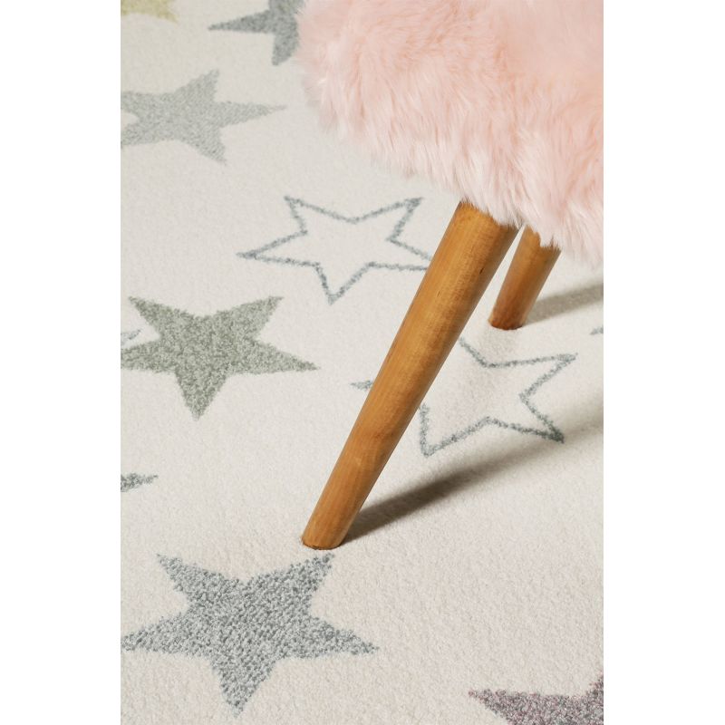 Tapis chambre enfant etoile Esterya beige et rose