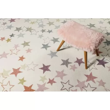 Tapis chambre enfant etoile Esterya beige et rose Tapis chambre enfant etoile Esterya beige et rose
