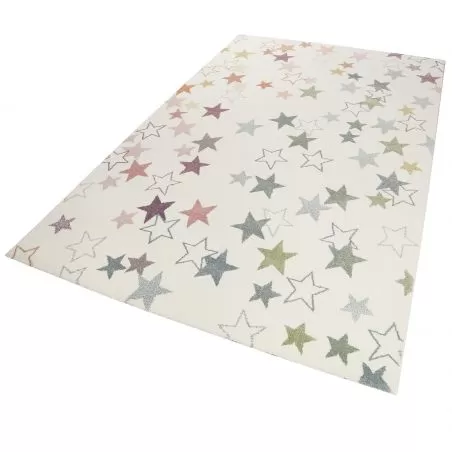 Tapis chambre enfant etoile Esterya beige et rose Tapis chambre enfant etoile Esterya beige et rose