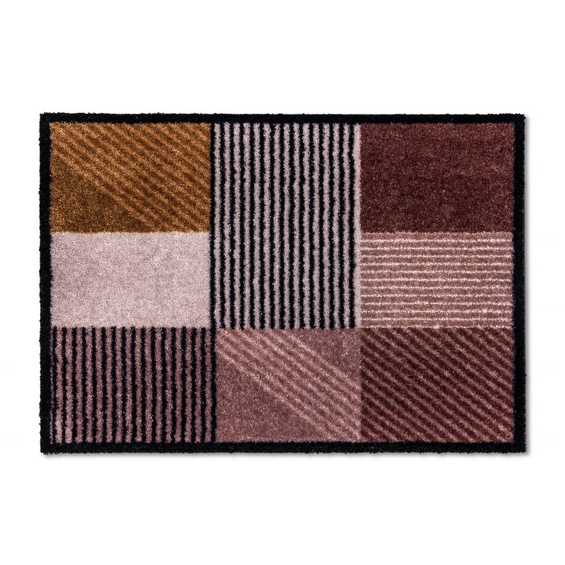 Tapis d'Entrée Original Manhattan Rose Bordeaux Ocre lavable machine