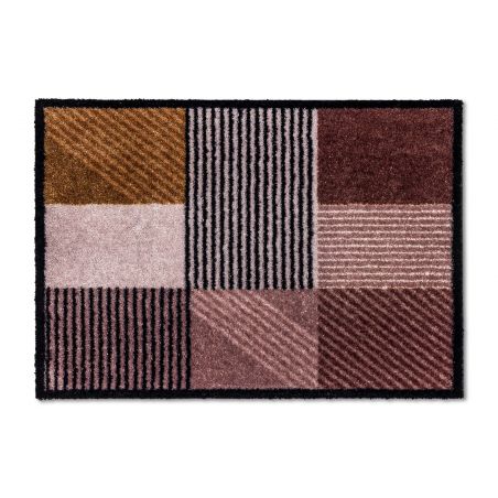 Tapis d'Entrée Original Manhattan Rose Bordeaux Ocre lavable machine