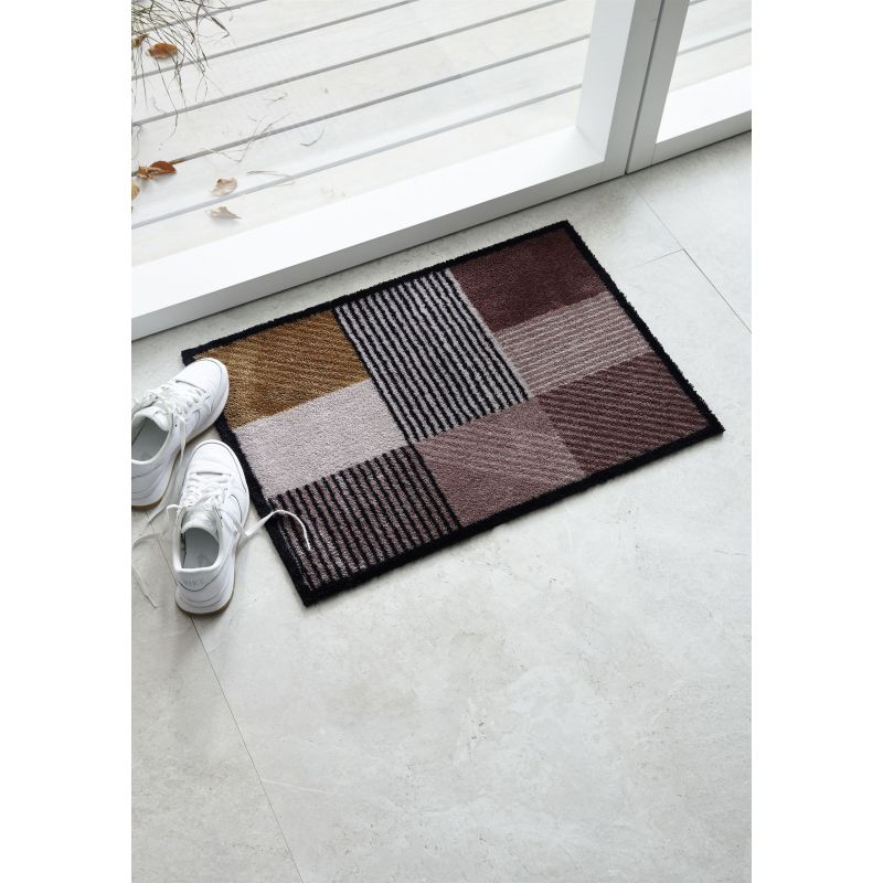 Tapis d'Entrée Original Manhattan Rose Bordeaux Ocre lavable machine