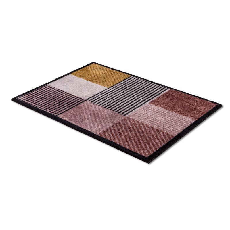 Tapis d'Entrée Original Manhattan Rose Bordeaux Ocre lavable machine