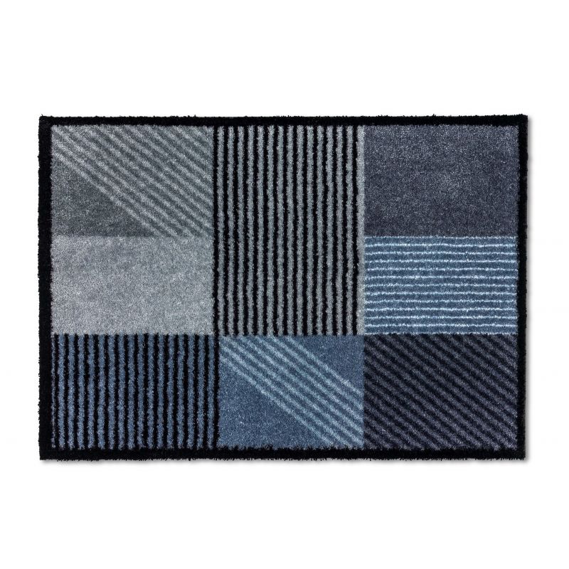 Tapis d'Entrée Original Manhattan Bleu Gris lavable machine