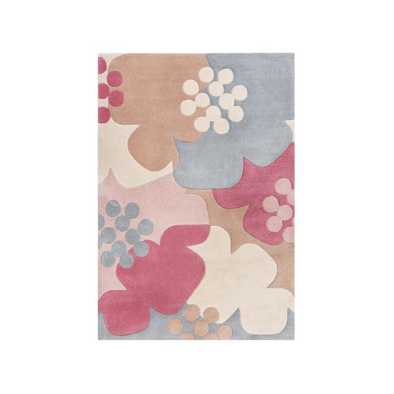 Tapis de salon à motifs fleuris Retro Floral rose