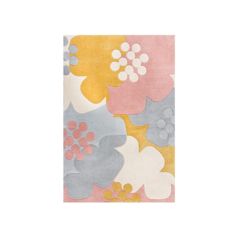 Tapis de salon à motifs fleuris Retro Floral ocre