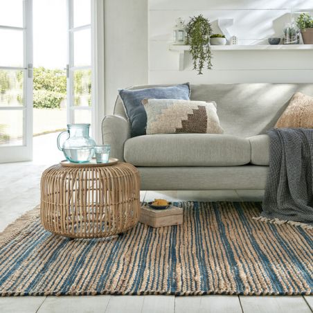 Tapis en jute à lignes Adama Equinox bleu marine Tapis en jute à lignes Adama Equinox bleu marine