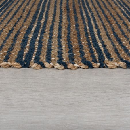 Tapis en jute à lignes Adama Equinox bleu marine Tapis en jute à lignes Adama Equinox bleu marine