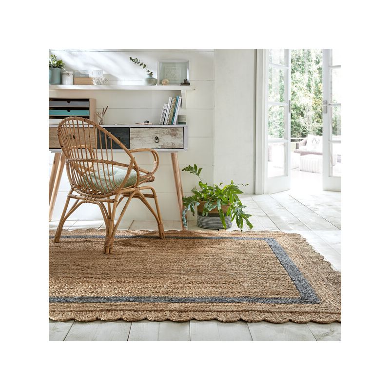 Tapis de salon en jute forme originale Grace naturel