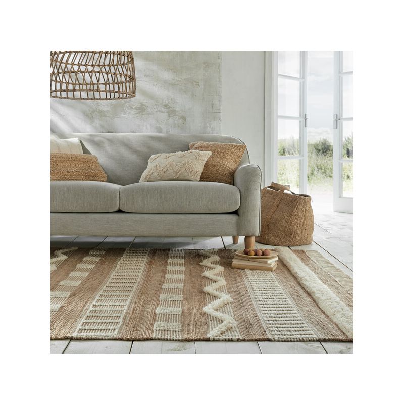 Tapis en jute à reliefs crème Medina naturel