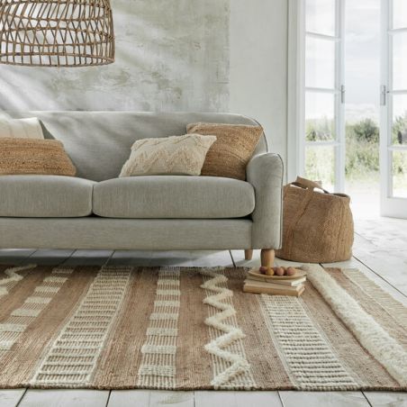 Tapis en jute à reliefs crème Medina naturel - Tapis Chic