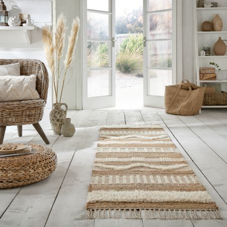 Tapis en jute à reliefs crème Medina naturel - Tapis Chic