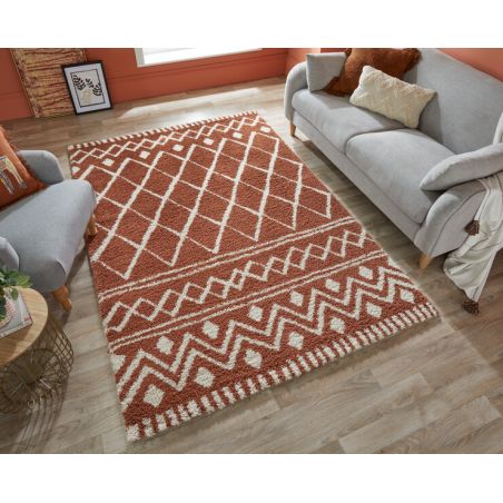Tapis de salon ethnique Souk Berbère terracotta Tapis de salon ethnique Souk Berbère terracotta