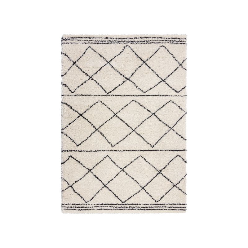 Tapis moderne ethnique Kush Berbère ivoire