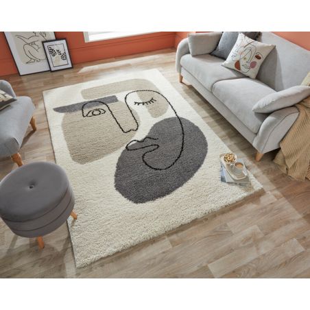 Tapis de salon design Beauty crème, gris et beige Tapis de salon design Beauty crème, gris et beige
