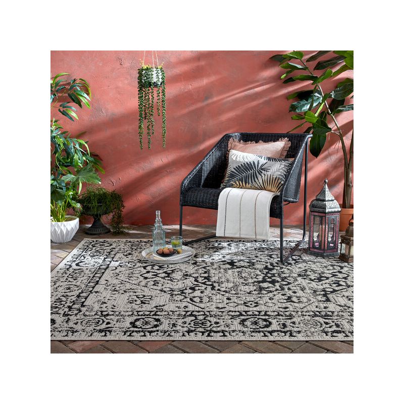 Tapis d'extérieur en fibre synthétique Fuera gris salon