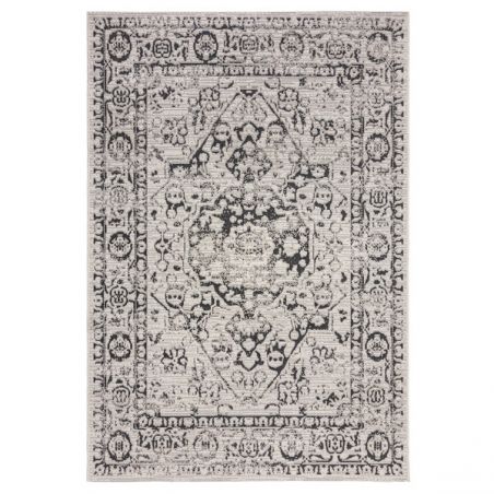 Tapis d'extérieur en fibre synthétique Fuera gris rectangle