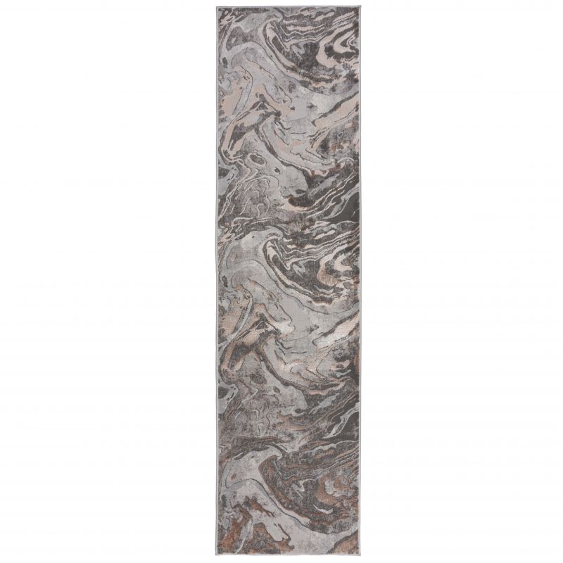 Tapis de couloir en polypropylène rose poudré Marbled - FLAIR RUGS