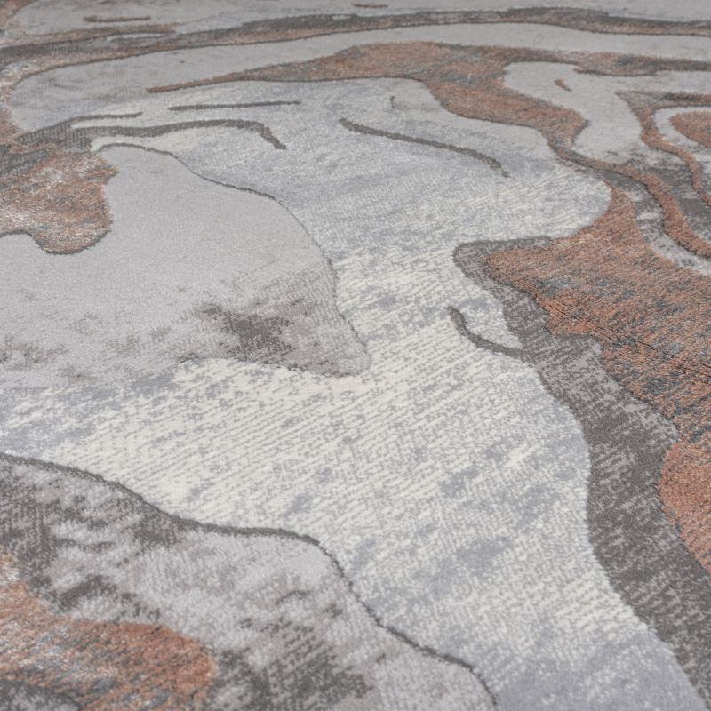 Tapis de salon en fibre synthétique Marbled rose poudré