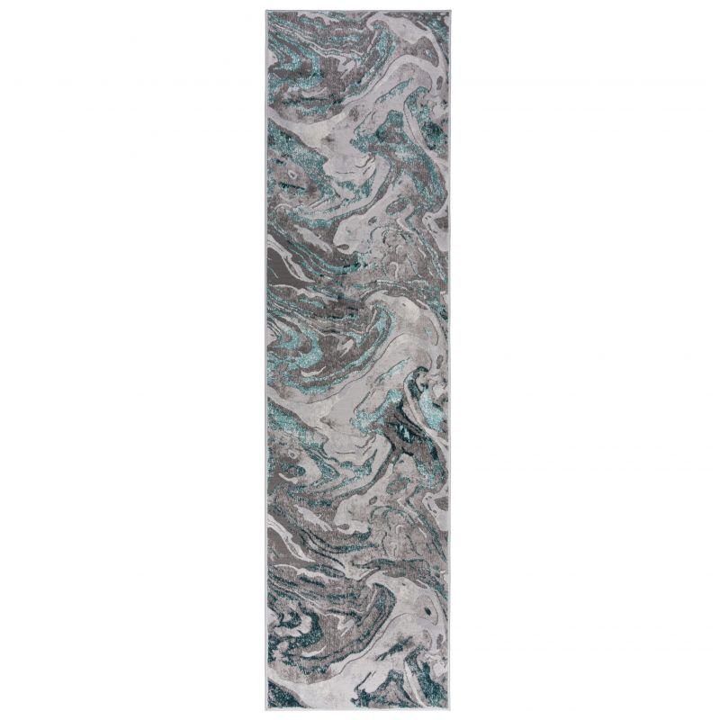 Tapis de couloir en polypropylène émeraude Marbled - FLAIR RUGS