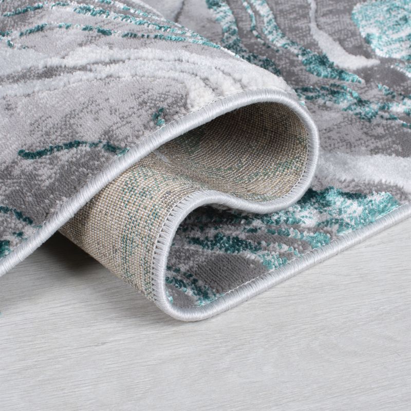 Tapis de salon en fibre synthétique Marbled émeraude