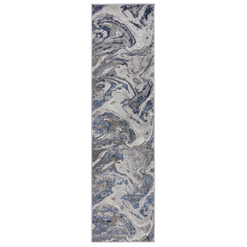 Tapis de couloir en polypropylène Marbled bleu marine