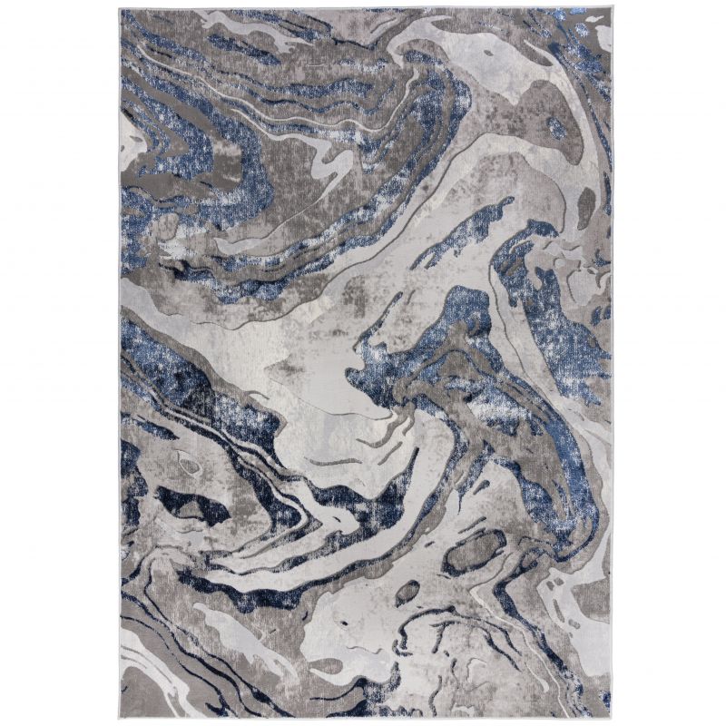 Tapis de salon en fibre synthétique bleu marine Marbled - FLAIR RUGS