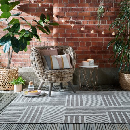 Tapis de salon beige et blanc 100% polypropylène Blocks naturel Tapis de salon beige et blanc 100% polypropylène Blocks naturel