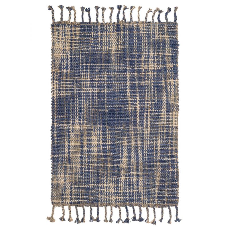 Tapis salon déco écoresponsable en jute bleu Highlands - AFKliving