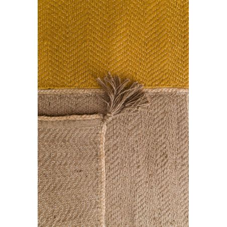 Tapis de salle à manger en fibres naturelles beige et moutarde Dune Tapis de salle à manger en fibres naturelles beige et moutarde Dune