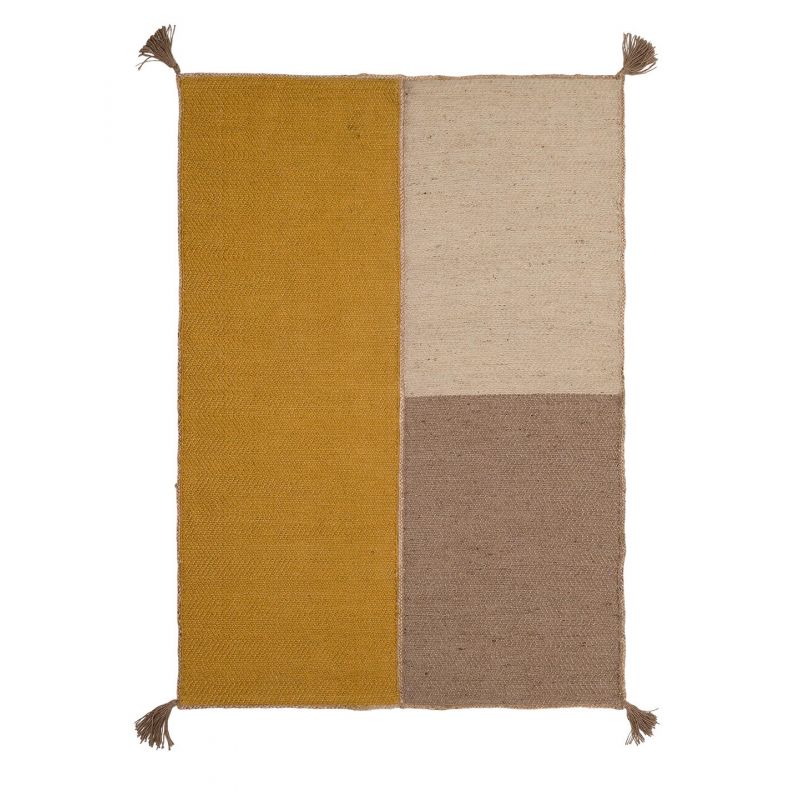 Tapis salon moderne en jute naturelle Dune saffron Ecru Taupe et Ocre - AFKliving