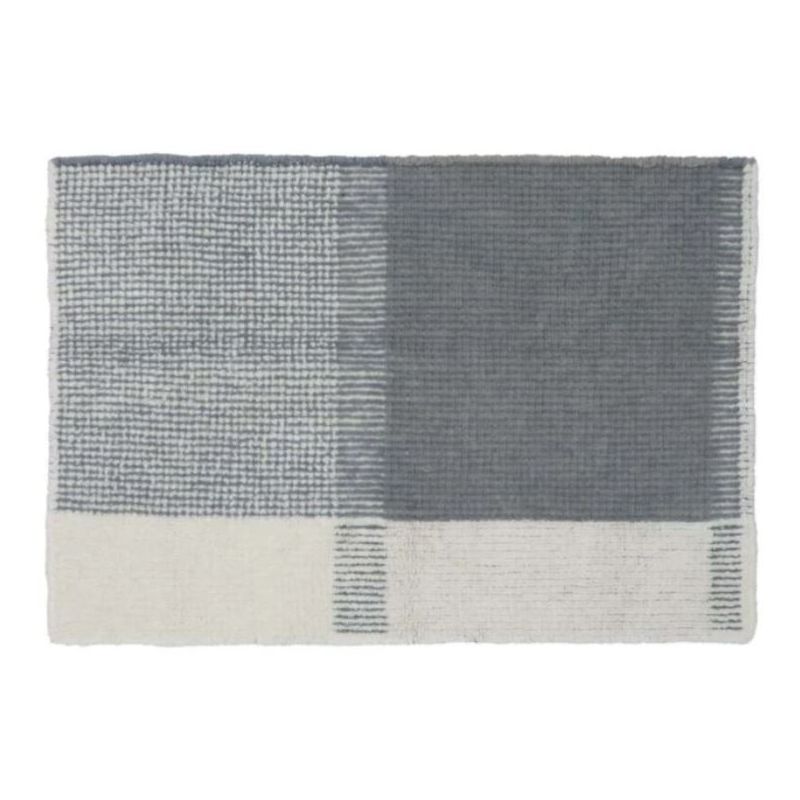 Tapis de chambre en laine lavable en machine Kaia Smoke Blue