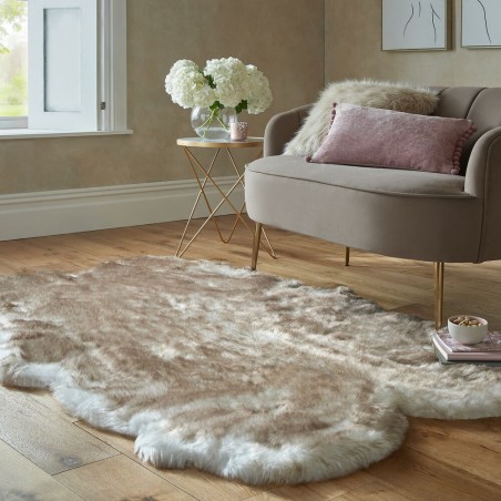 Tapis en fausse fourrure acrylique Copenhagen crème 60 x 90 cm
