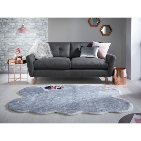 Tapis effet fourrure de renard Copenhagen gris argent Tapis effet fourrure de renard Copenhagen gris argent