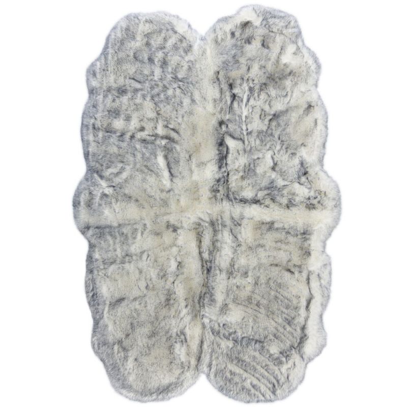Tapis effet fourrure de renard Copenhagen gris argent