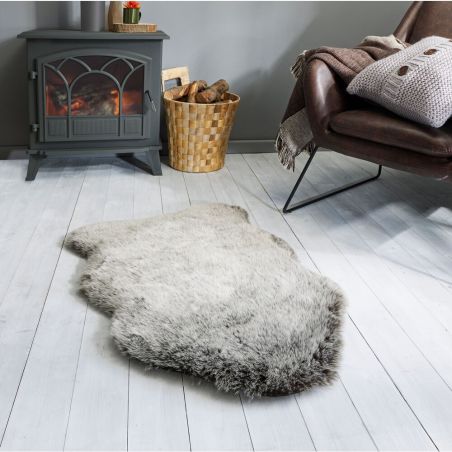 Tapis effet fourrure de renard Copenhagen gris anthracite Tapis effet fourrure de renard Copenhagen gris anthracite