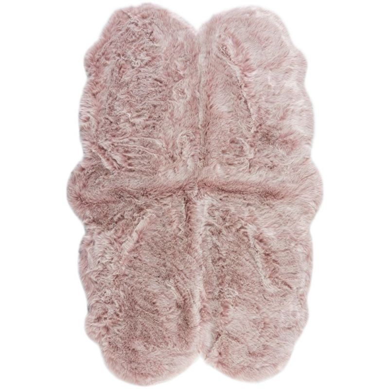 Tapis effet fourrure de renard Copenhagen rose poudré