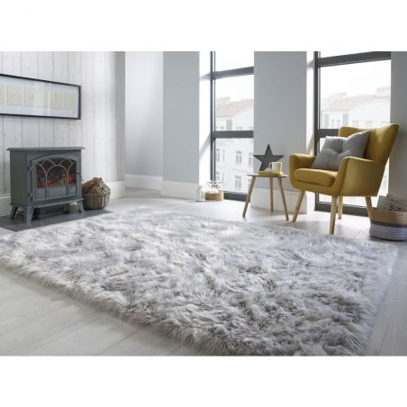 Tapis effet peau de mouton en acrylique Sheepskin gris Tapis effet peau de mouton en acrylique Sheepskin gris