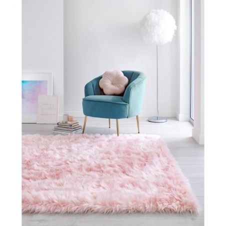 Tapis en peau de mouton synthétique Sheepskin rose Diam. 120 cm