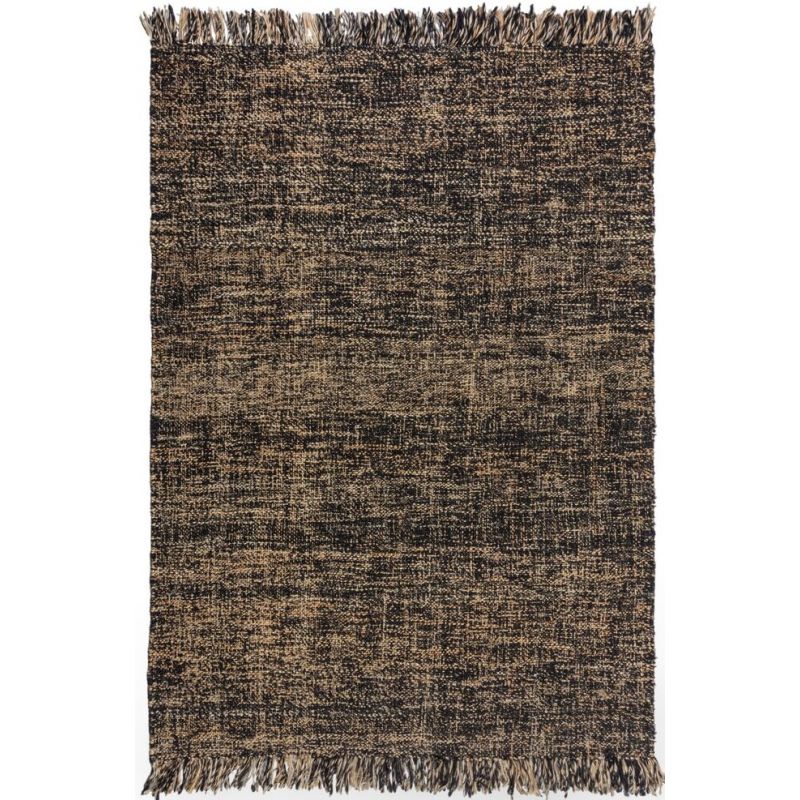 Tapis moderne en jute et laine noire Idris